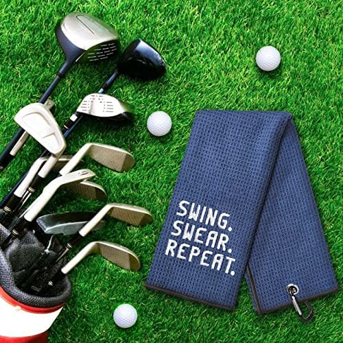 DYJYBMY Swing Swear Repeat Blue Golf Towel, Funny Golf Accessories - Image 4
