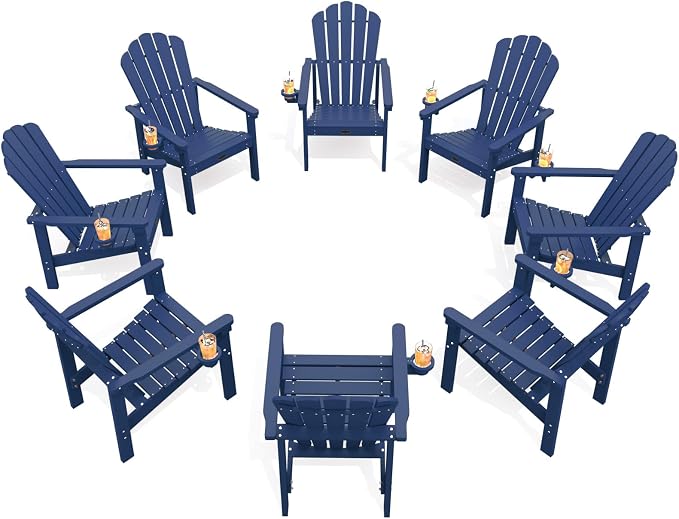 THOEOE Stackable Adirondack Chair Set of 8, HDPE Fire Pit Chairs Set of 8 | by THOEOE
