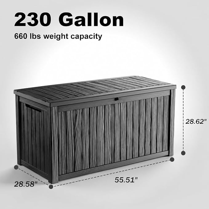 230 Gallon Outdoor Deck Box, Resin Waterproof Storage Box - Image 2