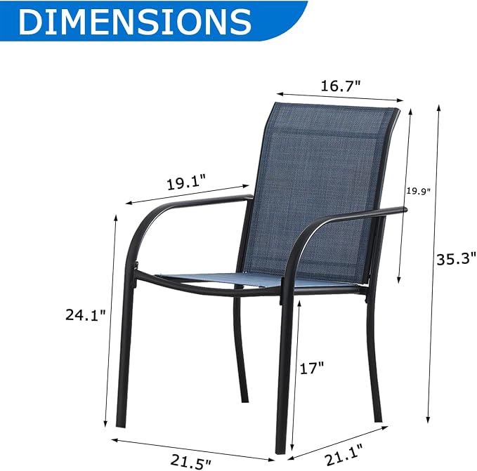 Outdoor Dining Chairs Set of 2, Stackable Patio Chairs - Image 2