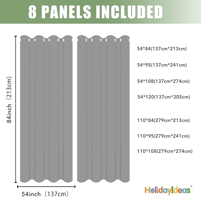HolidayIdeas Outdoor Curtains for Patio Waterproof 8 Pcs 54x84 Inch White | - Image 7