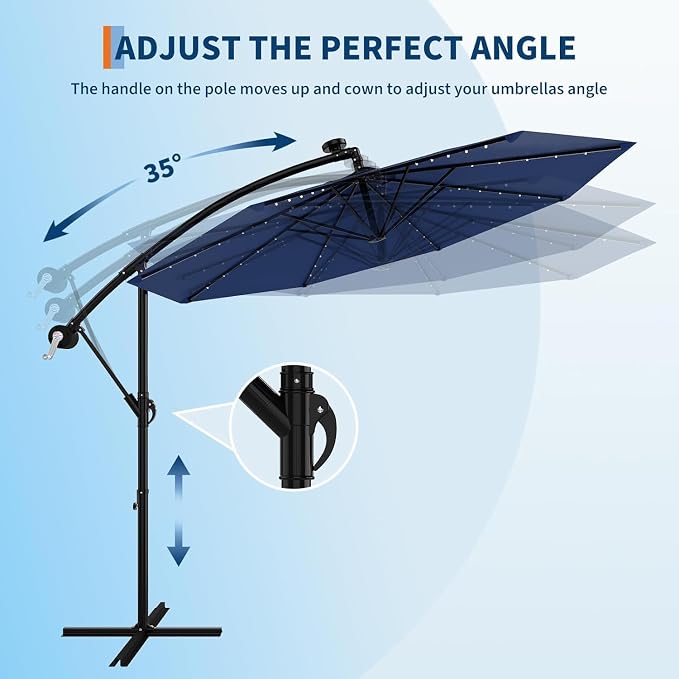 Garvee 10FT Solar Lights Offset Patio Umbrella - Image 6