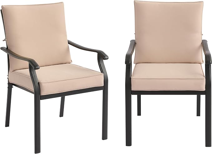 LVUYOYO Outdoor Patio Dining Chairs Set of 2, Metal Stackable Chairs Set - Image 8