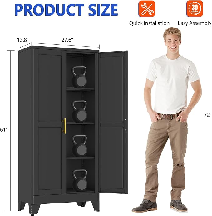 GAIOUS 61''Tall Metal Garage Storage Cabinet, File Cabinet - Image 2