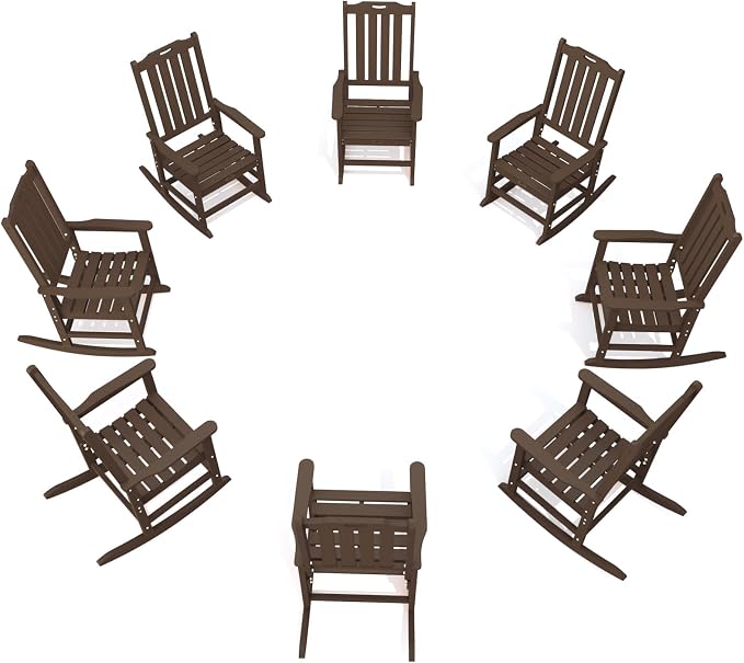 THOEOE Outdoor Rocking Chairs Set of 8, Oversized Patio Rocking Chair | HDPE by THOEOE