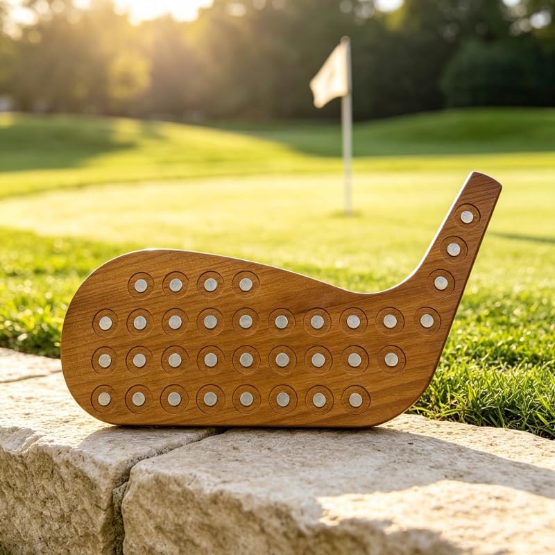 Magnetic Golf Ball Marker Display, Club-Shaped Wooden Holder - Image 6