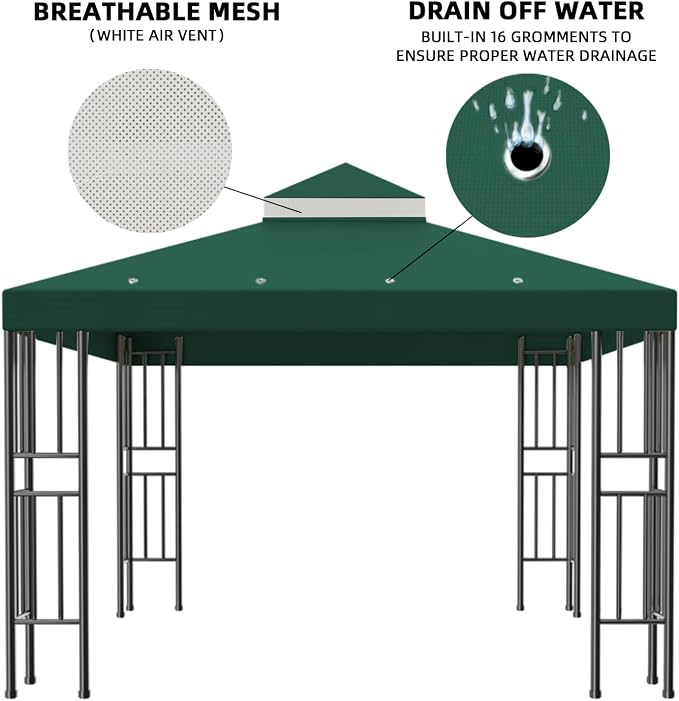 Sumfaller 10x10 FT Gazebo Replacement Canopy Top Cover | Double Tiered Canopy - Image 2