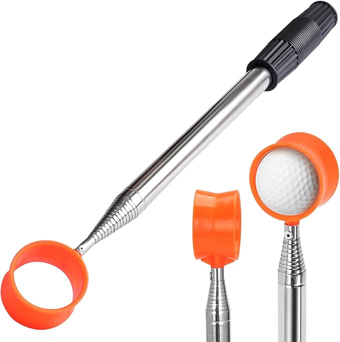 Golf Ball Retriever Telescopic, 12Ft Aluminum Alloy Golf Ball Retriever for Water, Ball Retriever Tool Golf Ball Grabber, Telescopic | Two-Sided | Easy Grab Ball | Golf Gifts for Men & Golfers