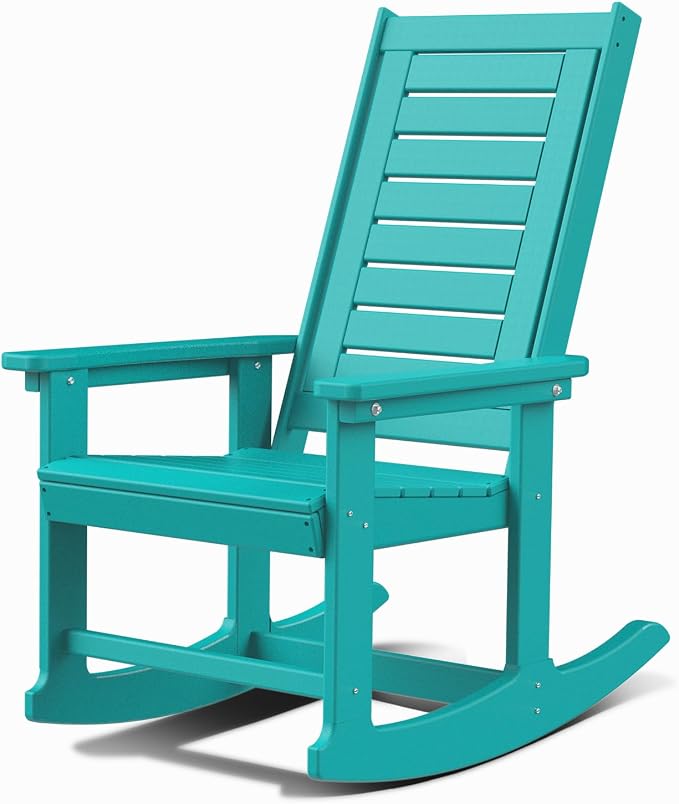 GREENVINES Oversized Outdoor Rocking Chair, HDPE Rocker, Aqua | 21.7" Wide Seat by GreenVines