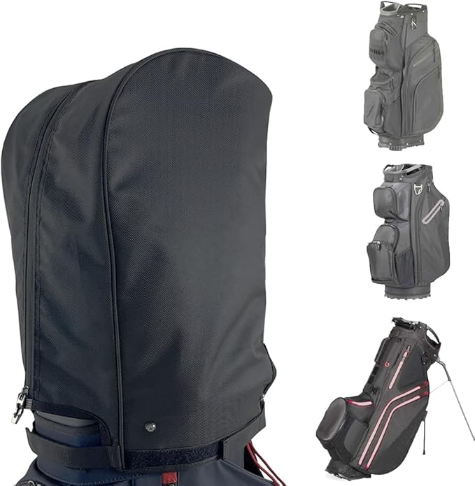 BOYEA & SKULLEAP Golf Bag Cover rain Cover/Hood Nylon Waterproof dust Cover Fits Most Golf cart Bags Easy to use Collapsible and removabl Golf Accessory Gifts (1680D Nylon, Large)