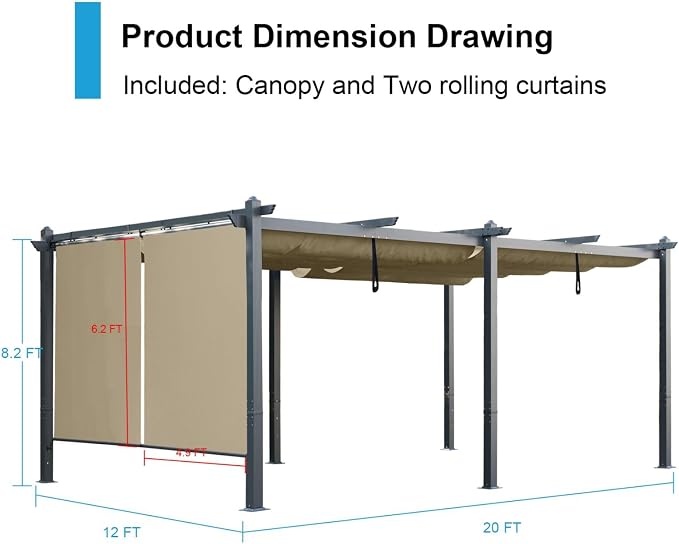 12 x 20 ft Outdoor Pergola - Image 3