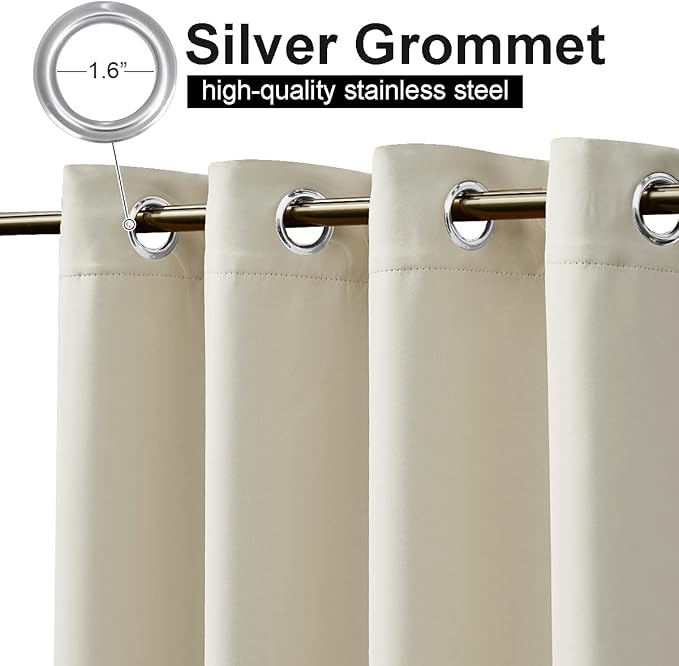 NICETOWN Outdoor Curtains for Patio Waterproof & Windproof W100xL108 Beige | - Image 3