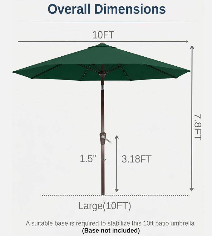 10FT Patio Umbrella, Outdoor Umbrella - Image 8