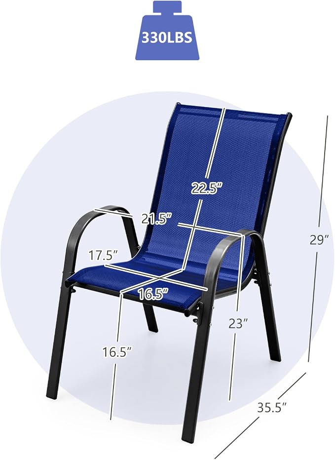 S AFSTAR Outdoor Chairs Set of 4, Stackable Patio Chairs - Image 3