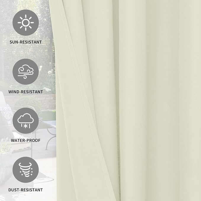 Easy-Going 100% Waterproof Outdoor Curtains 54x120 inch, Gazebo and Pergola 2 - Image 5