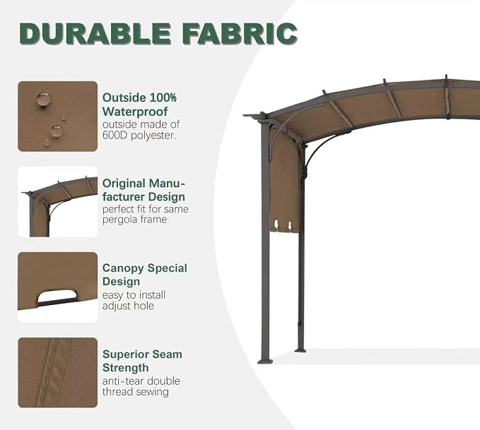 85" x 208" Universal Pergola Replacement Canopy Cover | Waterproof Shade Top - Image 3