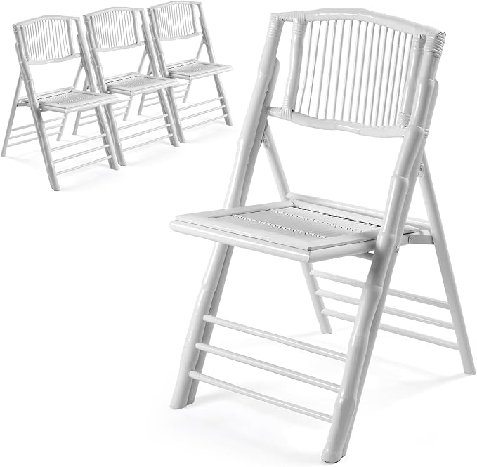 VINGLI Bamboo Folding Chair, Foldable Dining Wood Chairs Comfortable Seat by VINGLI