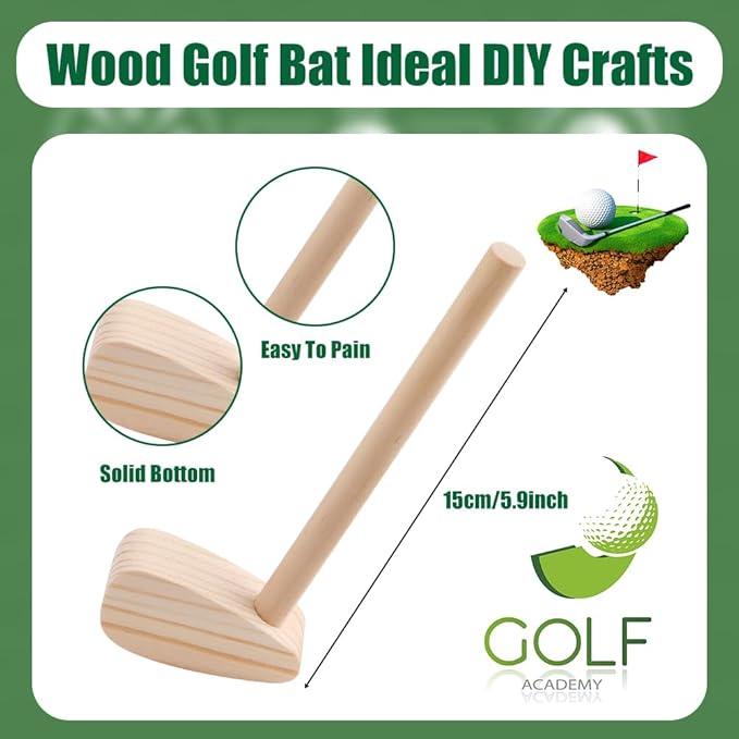 3 Pcs Mini Golf Club for Decorations, 6 Inch Unfinished Wooden Golf Putter for DIY Craft Projects, Party Favors (6 inch, 3 Pcs)