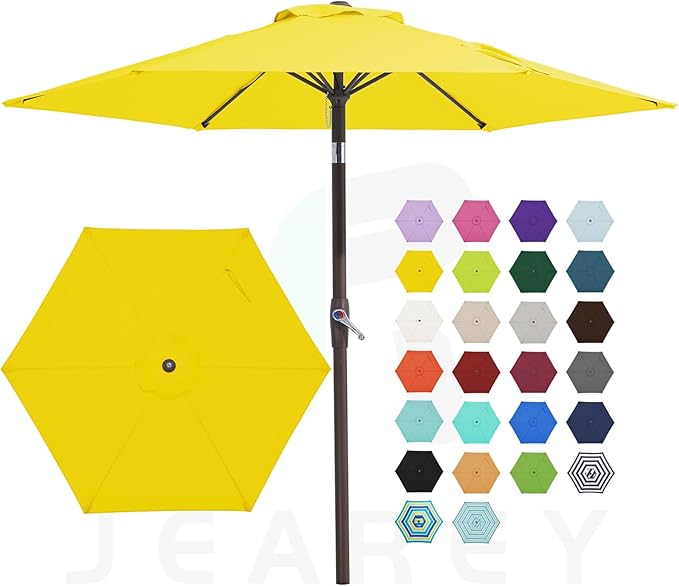 JEAREY 7.5 ft Outdoor Patio Umbrella, Table Umbrella, Tilt & Crank lift by JEAREYOutdoorsCollection