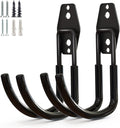 Garage Storage Utility Hooks，Garage Garden Tool Organizer，Steel Wall Mount Hooks, Large Garden U Hooks （2 Pack） (Type-2-Black)