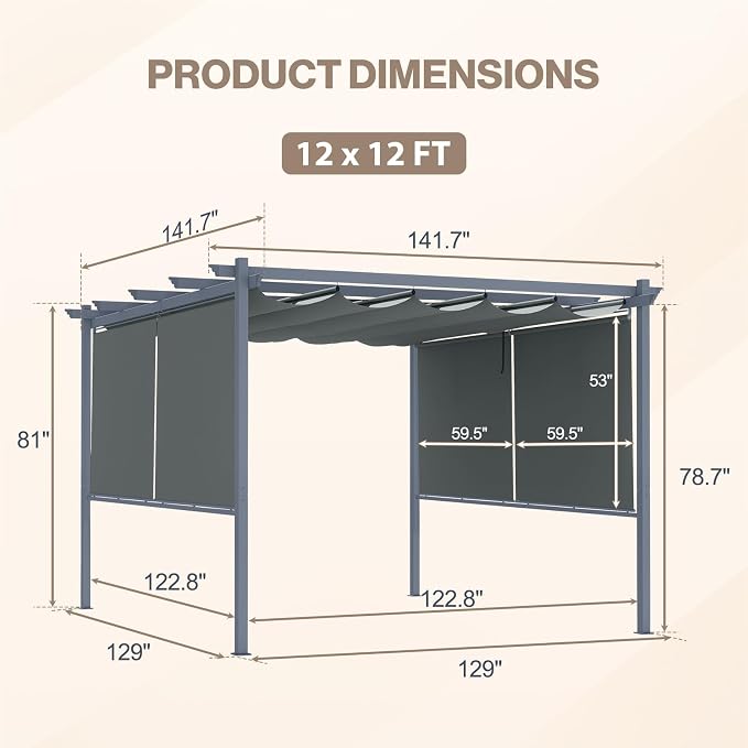 12 x 12 ft Outdoor Pergola - Image 3