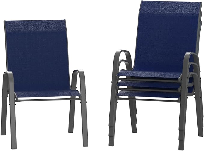 Amopatio Patio Chairs Set of 4, Outdoor Stackable Dining Chairs by Amopatio