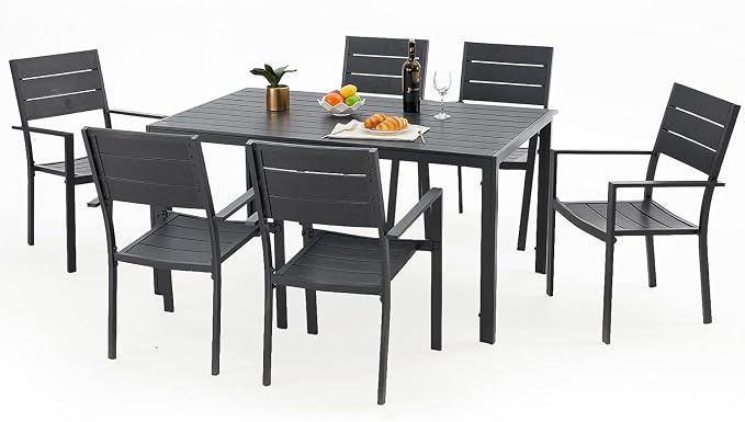 AECOJOY 4 Pieces Outdoor Dining Chairs, Aluminum Frame Stackable Patio Chair - Image 7