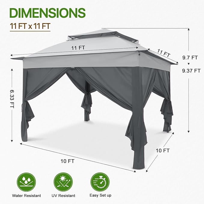 COOS BAY 11x11 Pop Up Gazebo - Image 3
