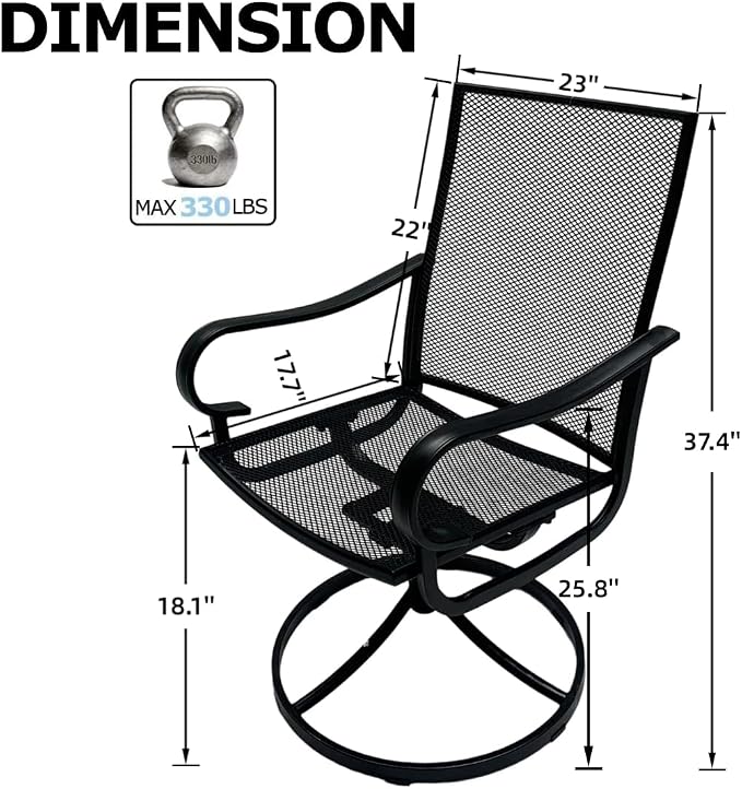 Outdoor Patio Dining Chairs Set of 8, All-Weather Metal Mesh Chairs - Image 2