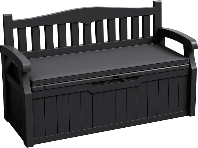 JUMMICO 80 Gallon Resin Outdoor Storage Bench by JUMMICO