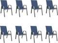 Patio Dining Chairs Set of 8 Outdoor Stackable Dining Chairs by TQKVIPI
