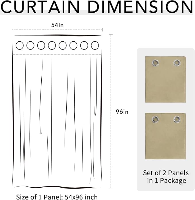 Easy-Going 100% Waterproof Outdoor Curtains 54x96 inch, Khaki | Windproof - Image 7