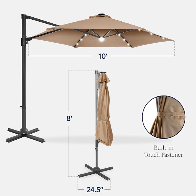 Best Choice Products 10ft Solar LED Offset Cantilever Hanging Market Patio - Image 2