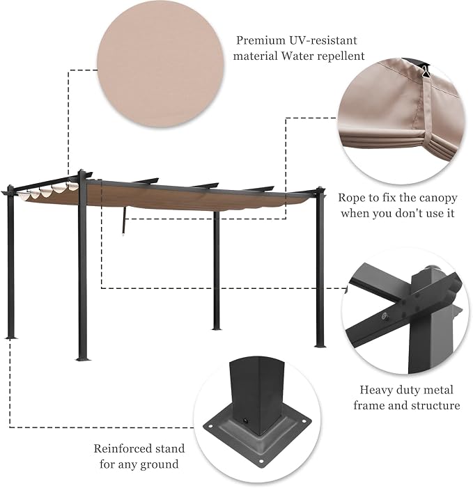 VINGLI 10'x 13' Outdoor Pergola - Image 4