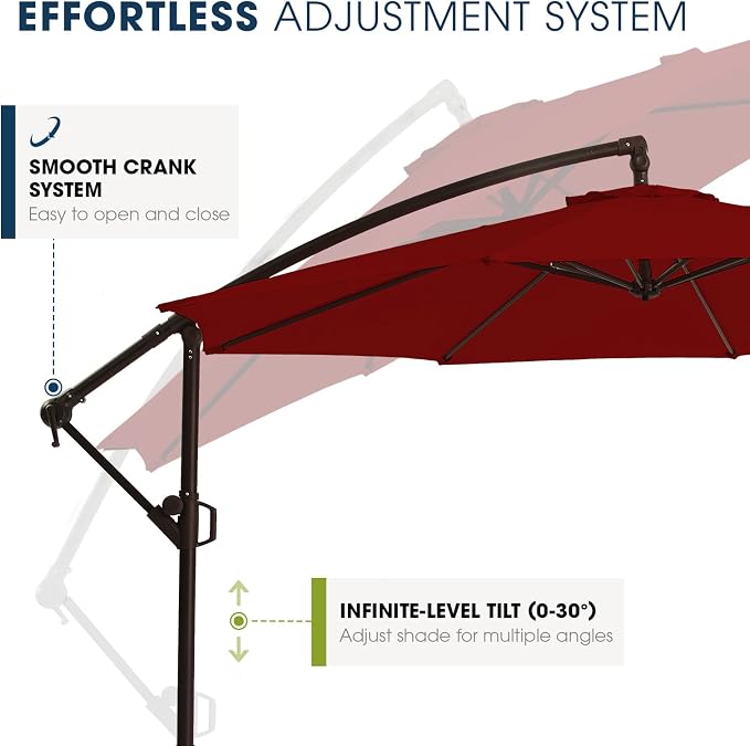 wikiwiki 10ft Patio Umbrellas Offset Outdoor Cantilever Hanging Umbrella - Image 5