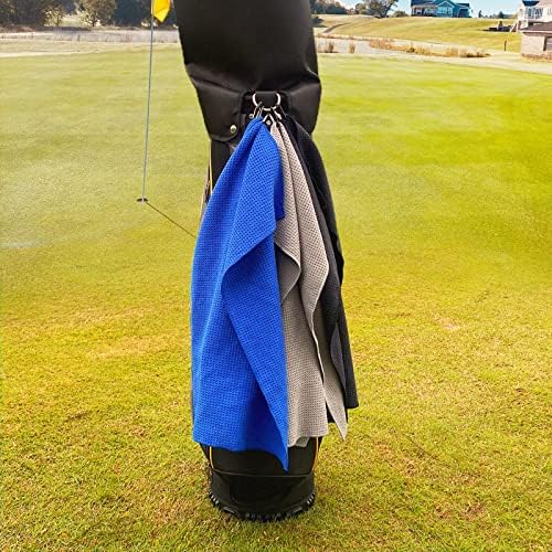 Golf Towel Set - 3 Microfiber Waffle Pattern Golf Towels & Club Brush & Divot - Image 6