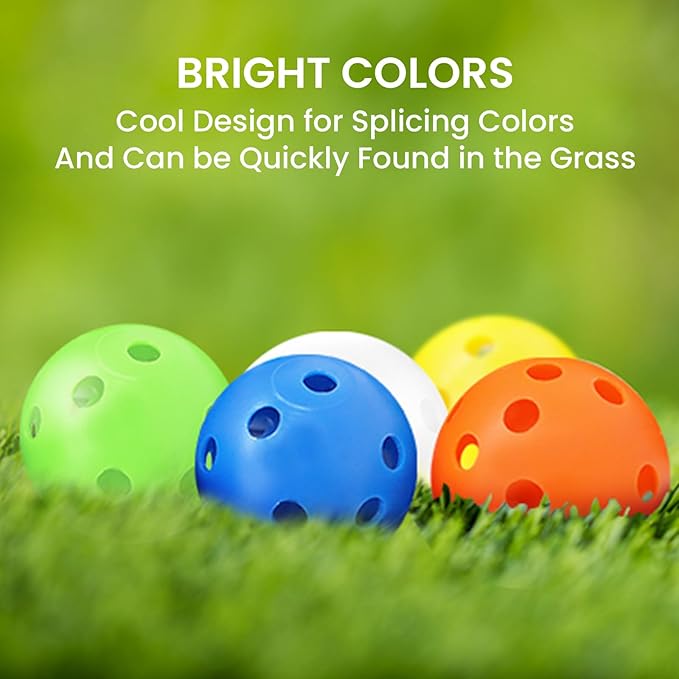 Golf Practice Balls Plastic Value 50 Pack and Golf Ball Bucket with Handle, Limited Flight Sports Training Ball, Indoor Outdoor Backyard Garden Driving Range Use