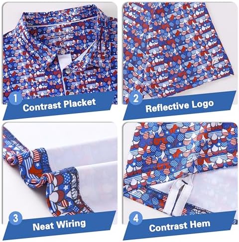 Mens Golf Shirt Short Sleeve Dry Fit Print Moisture Wicking Performance - Image 4