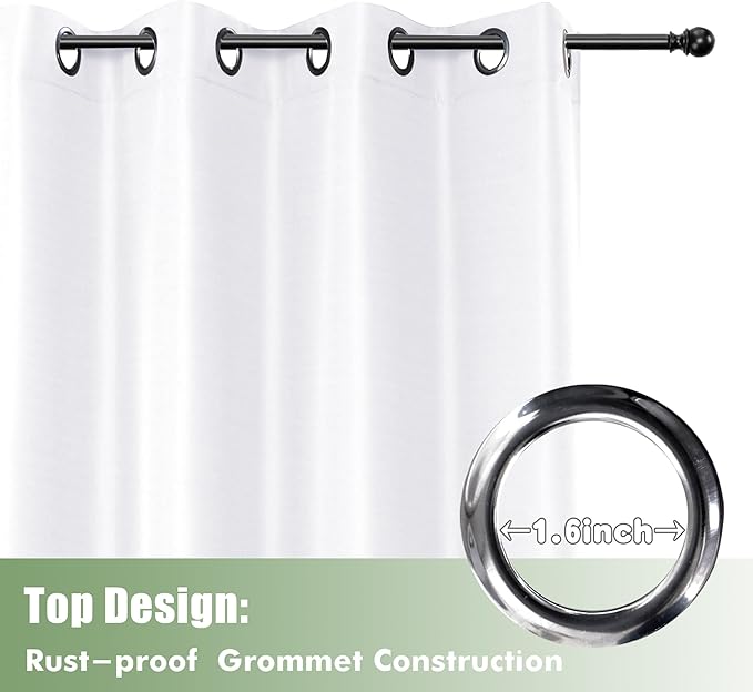 HolidayIdeas Outdoor Curtains for Patio Waterproof 6 Pcs 54x95 Inch White | - Image 4