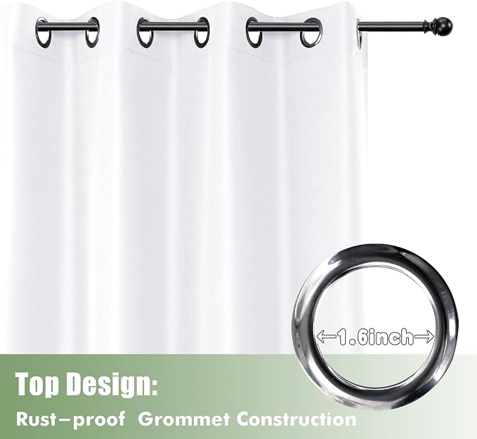 HolidayIdeas Outdoor Curtains for Patio Waterproof 6 Pcs 54x84 Inch White | - Image 4