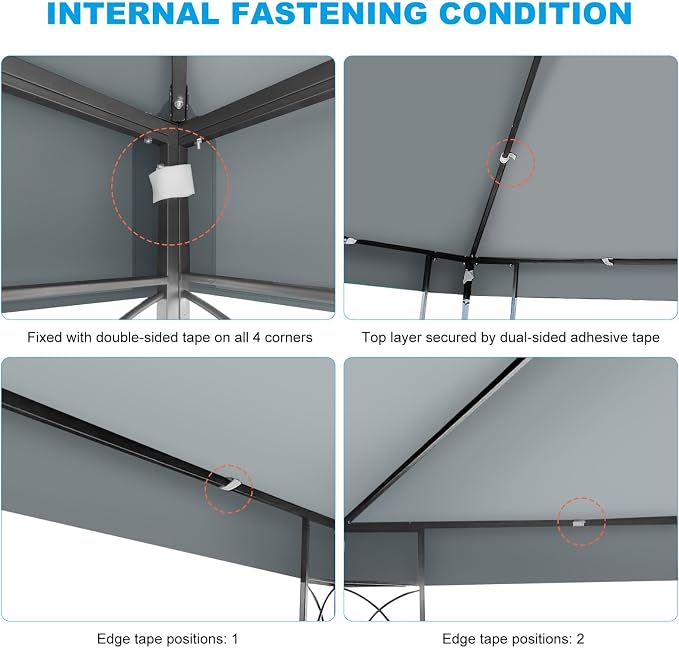 10x10 Gazebo Canopy Replacement Top, 300D High-Density Waterproof Single Layer - Image 5