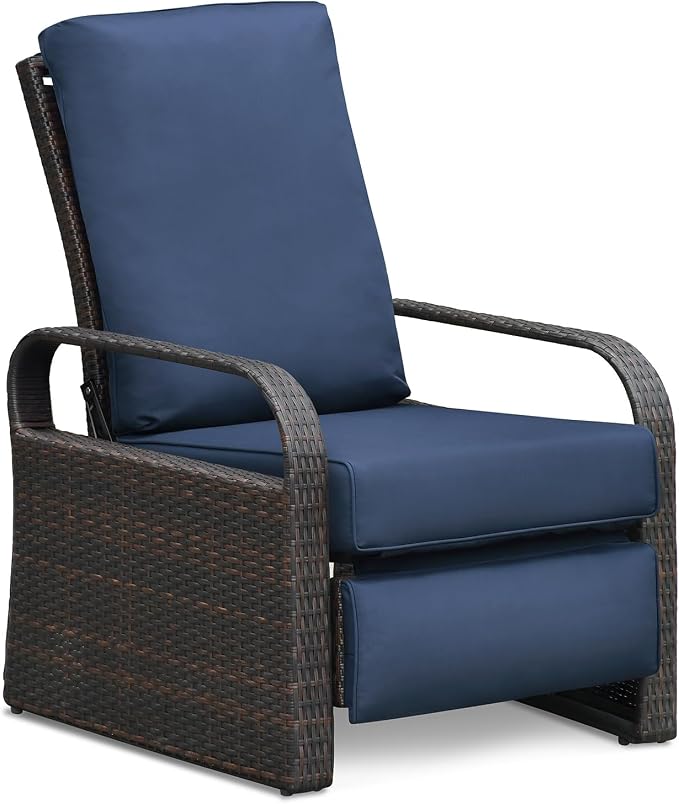 Indoor Outdoor All-Weather PE Wicker Adjustable Reclining Lounge Chair - Image 9