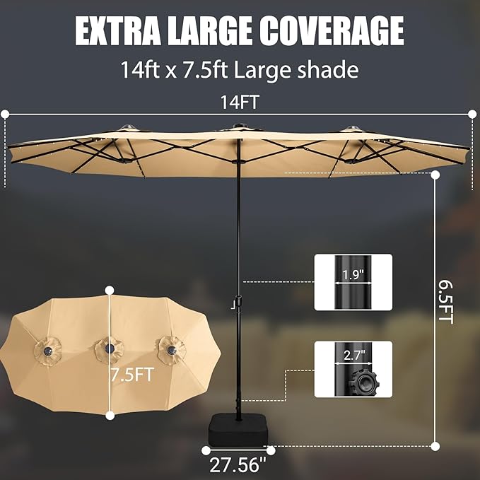 15FT Double-Sided Patio Umbrella - Image 6