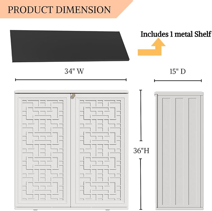 ZZM HDPE Outdoor Storage Shed, Outdoor Plastic Storage Cabinet, Horizontal - Image 9
