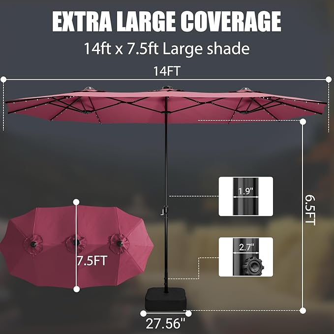 15FT Double-Sided Patio Umbrella - Image 4
