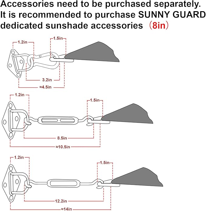 SUNNY GUARD Custom Size 17'x17'x17' Butter Cream Sun Shade Sail Triangle UV - Image 3