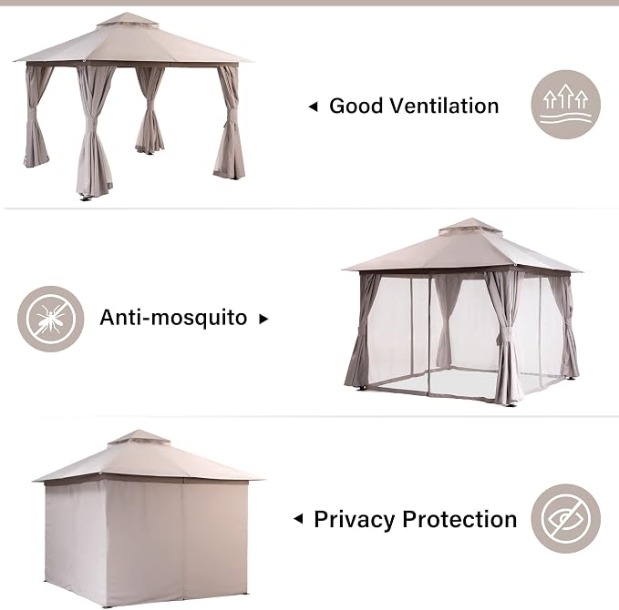 10'x10' Outdoor Gazebo, Heavy Duty Metal Frame Patio Canopy - Image 5