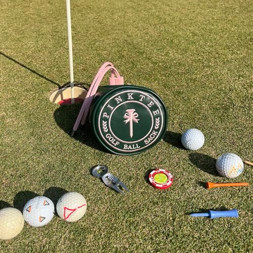 Golf Valuables Pouch with Embroidery, Leather Drawstring Golf Tee Ball Bag - Image 3