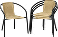 4 Pack Patio Stackable Rattan Chairs, Indoor-Outdoor Restaurant Bistro Wicker by TANGJEAMER