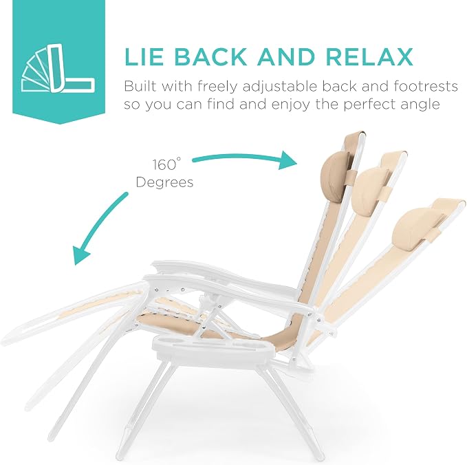 Best Choice Products Set of 2 Adjustable Steel Mesh Zero Gravity Lounge Chair - Image 4